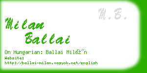 milan ballai business card